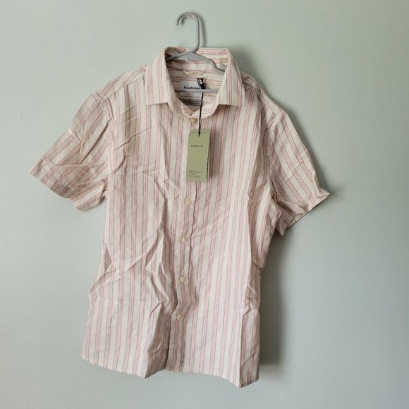 Goodfellow & Co Other - Goodfellow Button Up Shirt Men's Small Cream & Pink Striped Collared NWT